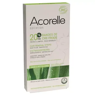 Acorelle Depilazione Strisce di Cera Fredda  Viso e Piccole Zone Bio 20 Strisce
