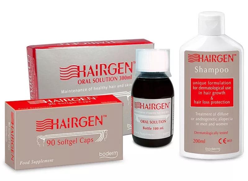 Boderm Hairgen Pack Queda Severa Champô 200ml + Solução Oral + 90 Cápsulas