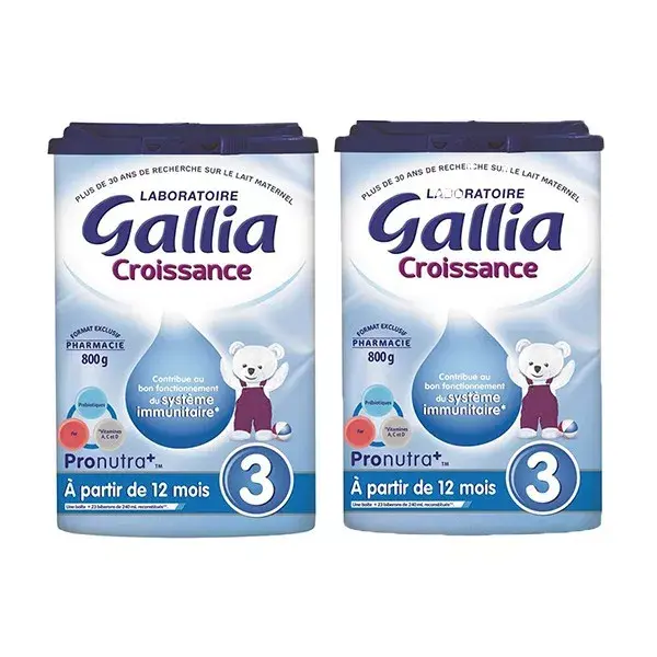 Gallia growth milk Age 3rd, Lot of 2 x 800g