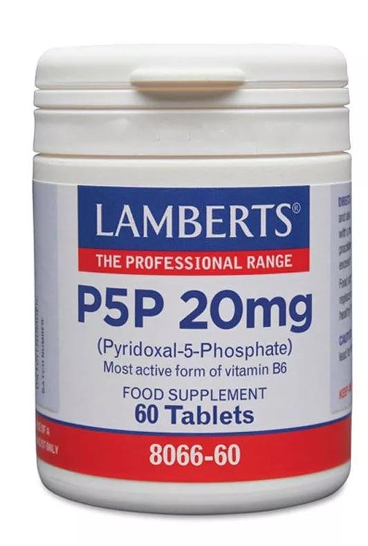 Lamberts P5P 20 mg (Piridoxal-5-Fosfato) 60 Cápsulas