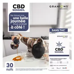 GRANIONS  CBD Sommeil - Cannabidiol + Mélatonine - Sans THC - 30 Comprimés