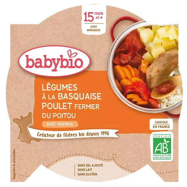 Babybio Menu du Jour Assiette Verdure alla Basca Pollo Riso dai 15 mesi 260g
