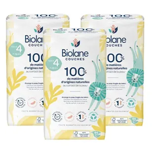 Biolane Lotto di 3 Pacchi di Pannolini Ecologici Taglia 4 X44