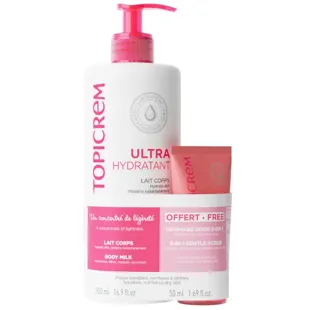 Topicrem Ultra-Hydrating Body Milk 500ml + Free Gentle Exfoliating Scrub 50ml