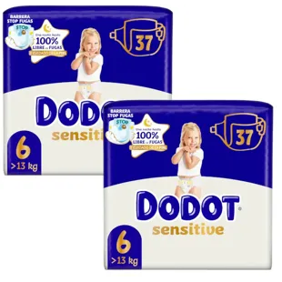 Dodot Sensitive Diapers Size 6 (+13 Kg) 2x37 units