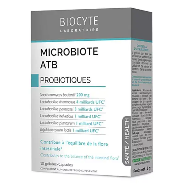 Biocyte Microbiote ATB Probiotiques Equilibre Flore Intestinale 10 gélules