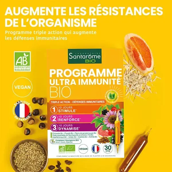 Santarome Bio - Programme Ultra Immunité Bio - 30 ampoules