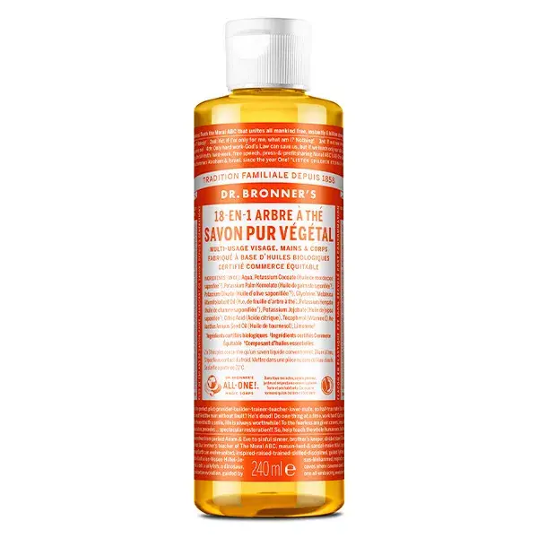 Dr Bronner's Savon Pur Végétal Arbre à Thé - 18 en 1 - 240ml