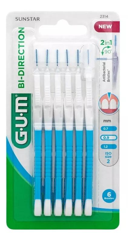 Interdental Brushes Bi-Direction 0.9mm Gum Blue 6Uds