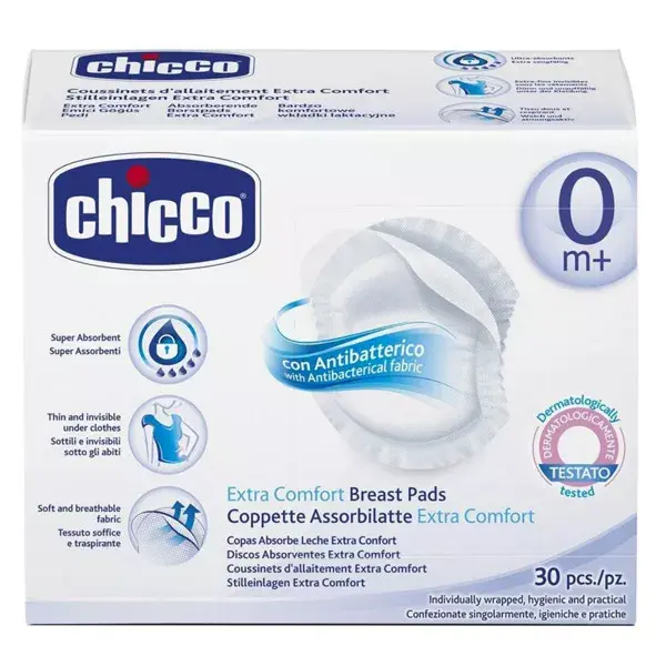 Chicco Almohadillas de Lactancia Antibacterianas 30 unidades