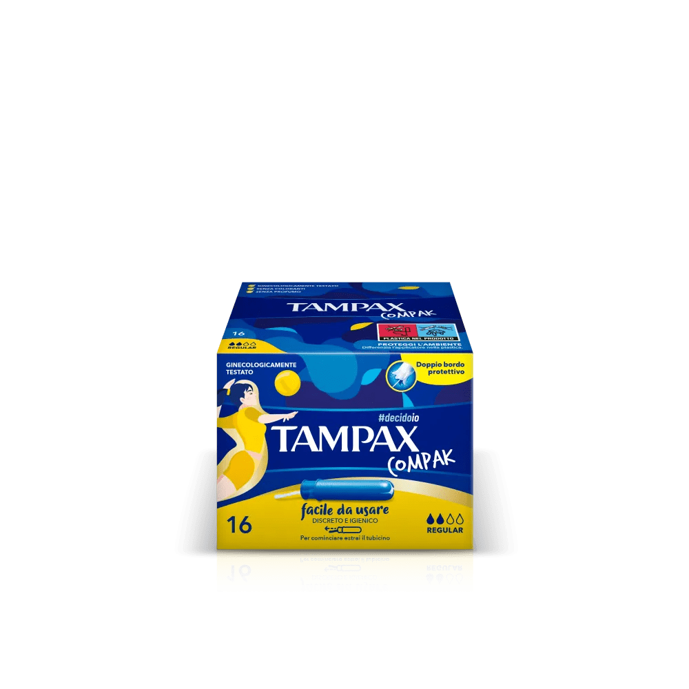 Tampax Compak Regular Assorbenti Interni Flusso Leggero Medio 16 Pezzi