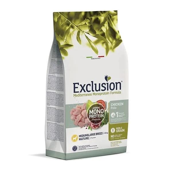 Exclusion Mediterraneo Monoprotein Crocchette Pollo Per Cani Maturi Taglia Media/Grande Sacco 3 Kg