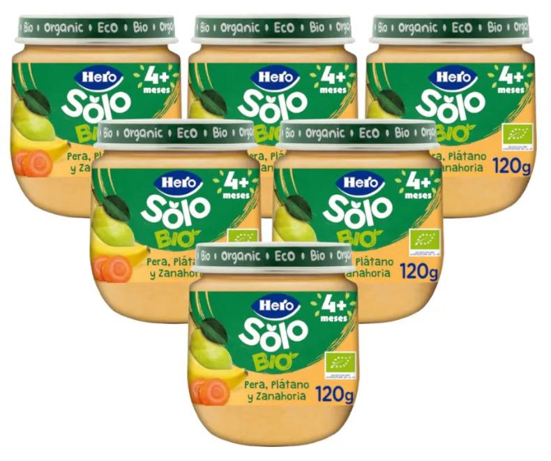 Hero Solo Poire, Banane et Carotte en pot +6 mois 6x120 gr