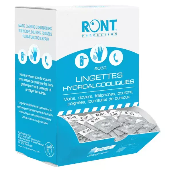 Ront Display 250 sachets of hydroalcoholic wipes