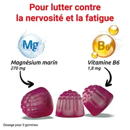 MAG 2 Gommes Framboise Magnésium Vitamine B6 Fatigue Nervosité 45 gommes