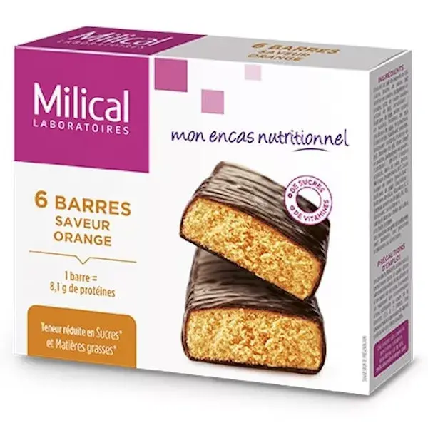 Milical Hyper-Protein Slimming Bars Orange 6 pack