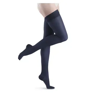 Calze autoportanti semitrasparenti Sigvaris Essential Classe 2 lunghe taglia S blu navy