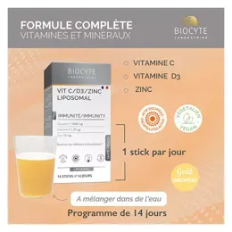 BIOCYTE VITAMINE C D3 ZINC 14 STICKS