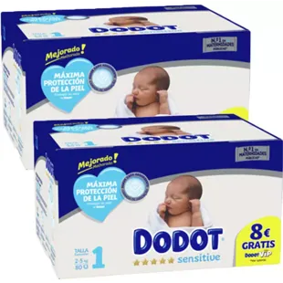 Dodot Sensitive Pasgeboren Luier T1 2-5Kg 80Uds DUPLO