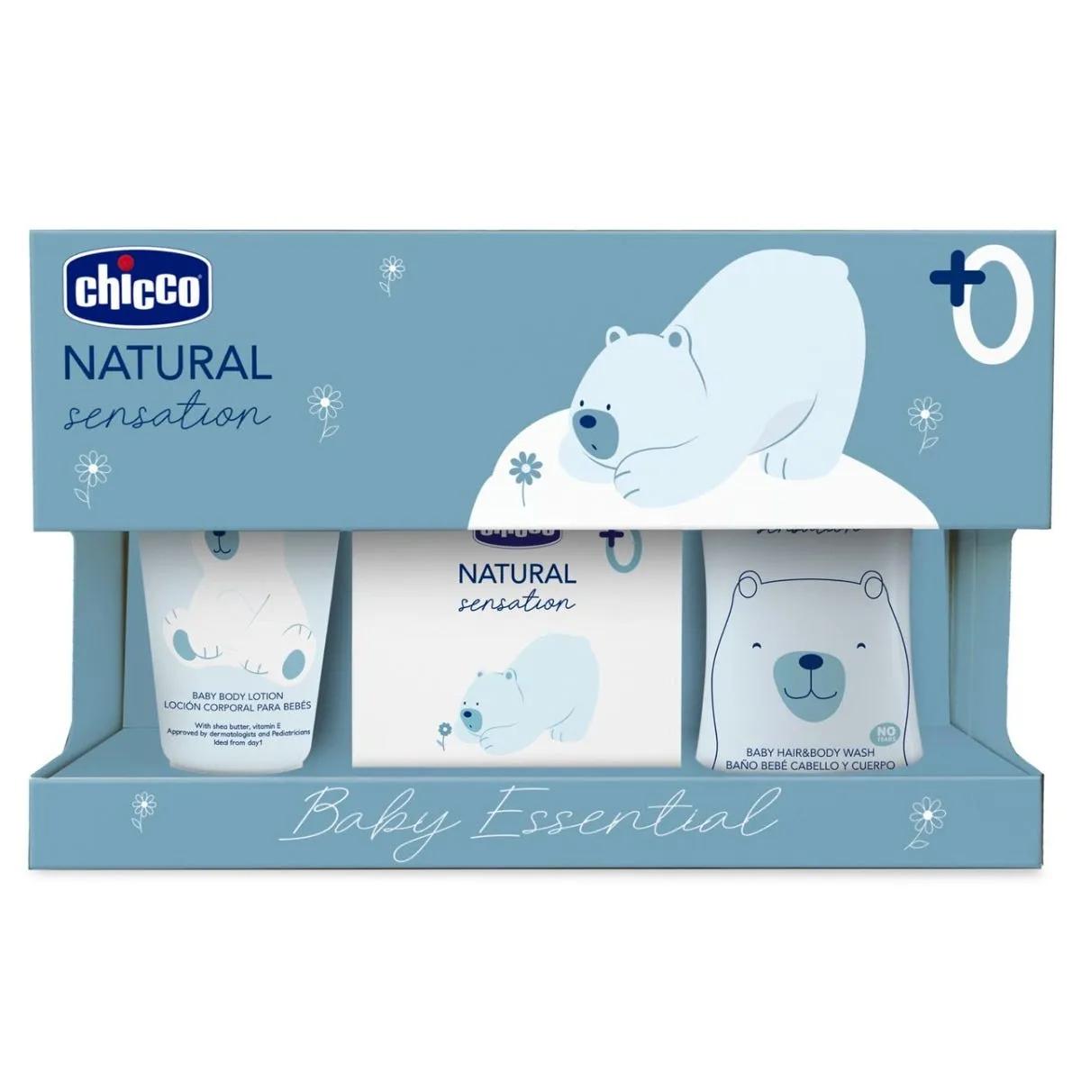 Chicco Natural Sensation Cofanetto Baby Essential Detergente + Crema + Acqua Profumata