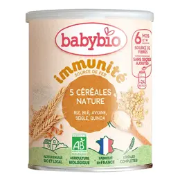 Babybio 5 Céréales Nature Riz, Blé, Avoine, Seigle, Quinoa +6m Bio 220g