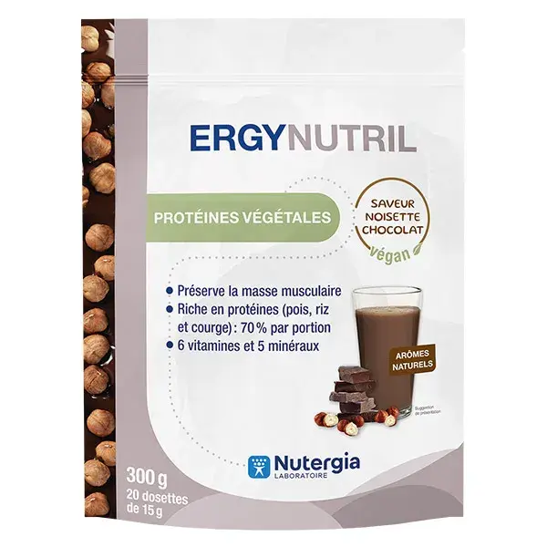 Nutergia Ergynutril Vegan Noisette-Chocolat Protéines Végétales 300g