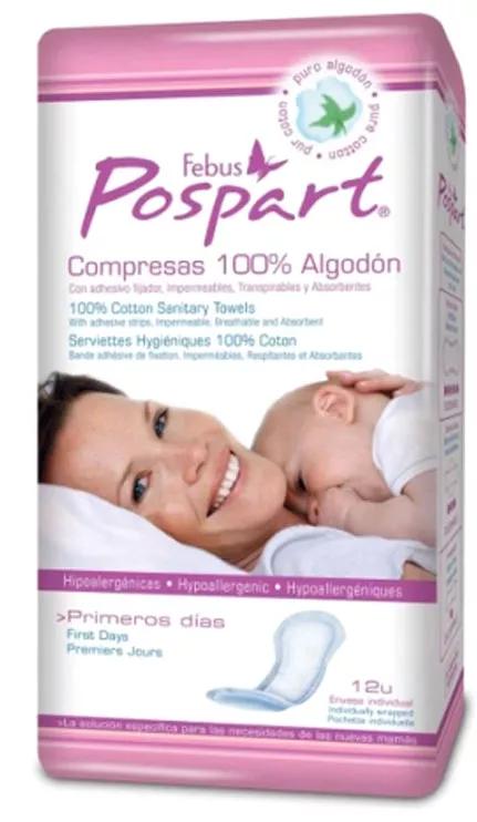 Indasec Pospart Compressas 100% de Algodão o primeiros Dias 12 unidades Indas