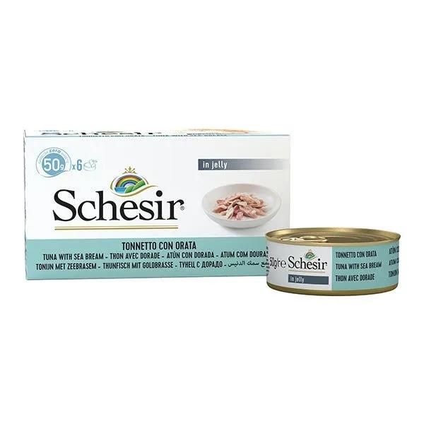 Schesir Tonnetto Con Orata Lattina Cibo Umido Gatto Adulto 6X50G