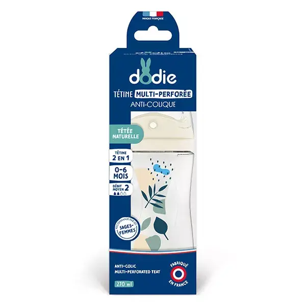 Dodie Biberon Tétine Multi-Perforée Anti-Colique Bleu 270ml