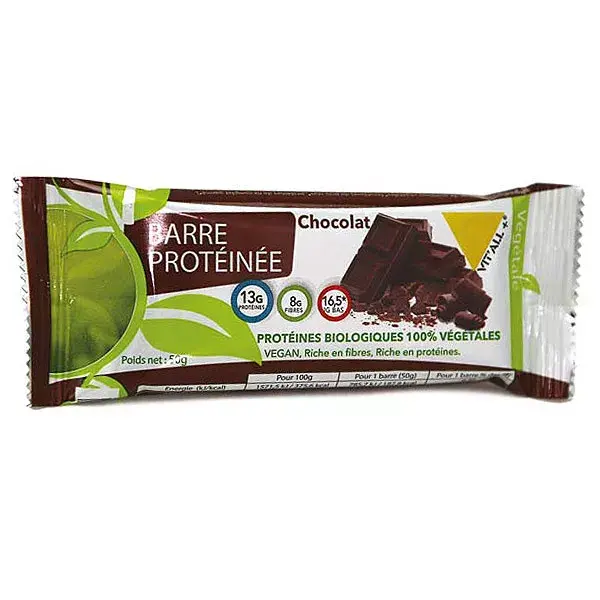 Vit'all+ Barre Protéinée Végétale Chocolat Bio 50g