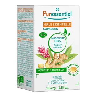 Capsule di olio essenziale Puressentiel, capsule di zenzero biologico, 60 capsule