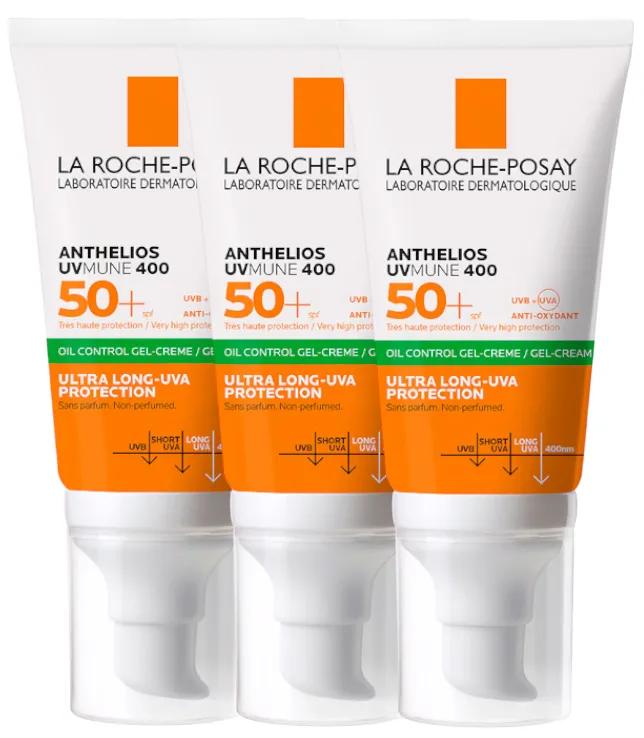 La Roche Posay Anthelios UV Mune 400 Oil Control Dry Touch Gel-Creme LSF 50+ 3x50 ml