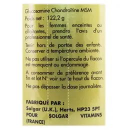 Solgar Extra Concentré Glucosamine Chondroïtine MSM 60 comprimés