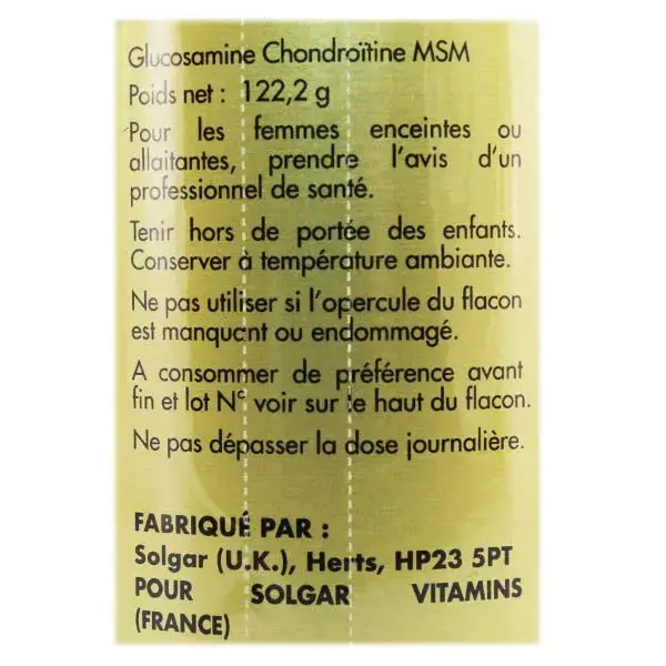 Solgar Extra Concentrado Glucosamina Concdroitina MSM 60 comprimidos