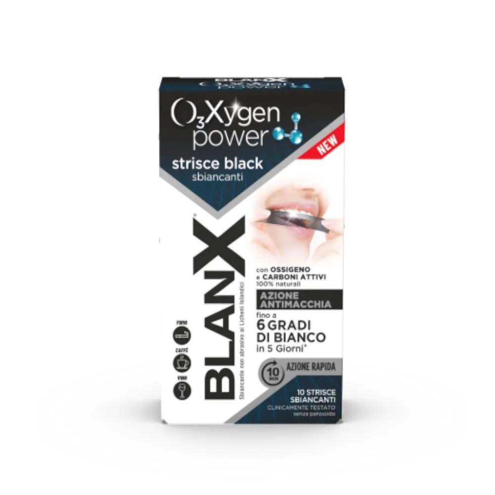 Blanx O3X Oxygen Power Black Strisce Nere Sbiancanti Per Denti Bianchi 10 Strisce