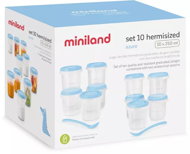 Miniland Set 10 Hermético + 2 Colheres Anatómicas Azul Online | Atida