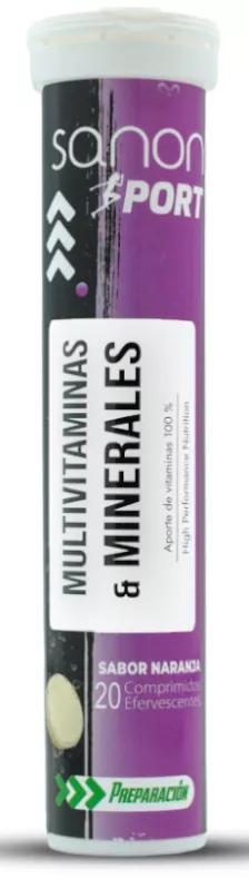 Sanon Sport Multivitaminas y Minerales Sabor Naranja 20 Comprimidos Efervescentes