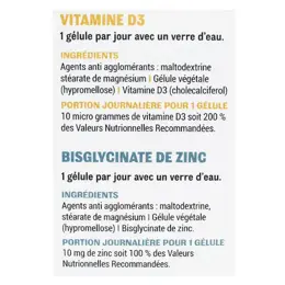 Phytalessence Pack Défenses Immunitaires Vitamine D3 60 gélules + Zinc 60 gélules