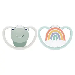 Nuk Sucette Physiologique Silicone +0m Grenouille Arc-en-Ciel Lot de 2