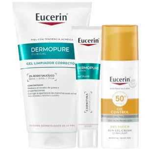 Eucerin DermoPure Gel Triple Efecto 150 ml + Fluido 40 ml + Gel-Crema Oil Control SPF50+ 50 ml