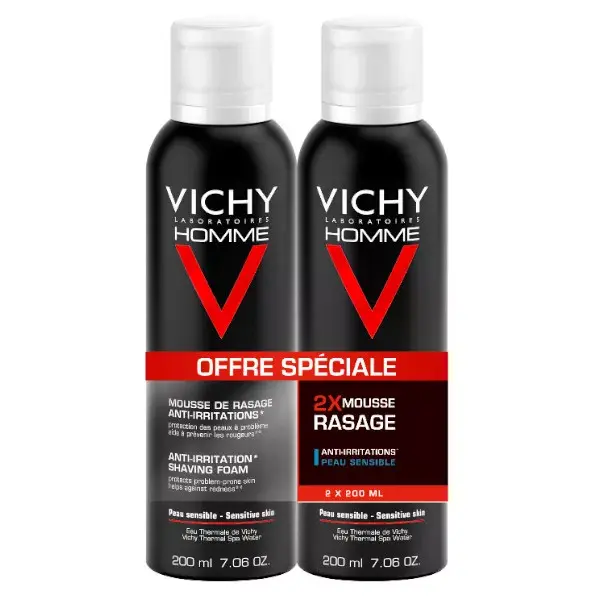 Vichy Homme Espuma de Aafeitar Piel Sensíble Lote de 2 x 200 ml