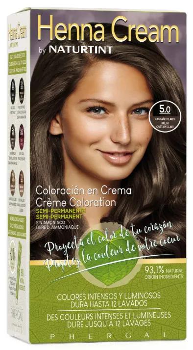 Naturtint Henna Cream Tintas Semi-Permanentes 5.0 - Castanho Claro 110 ml