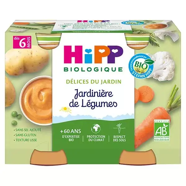Hipp Bio Délices du Jardin Pot Jardinière de Légumes +6m Lot de 2 x 190g