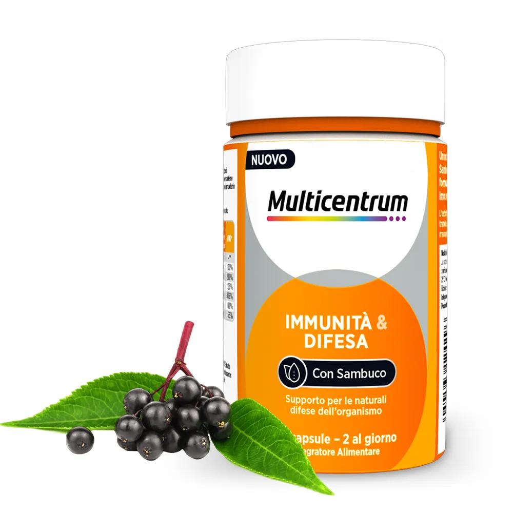 Multicentrum Immuno & Difesa con Sambuco Integratore Alimentare Vitamina C Difese Immunitarie 30 Capsule