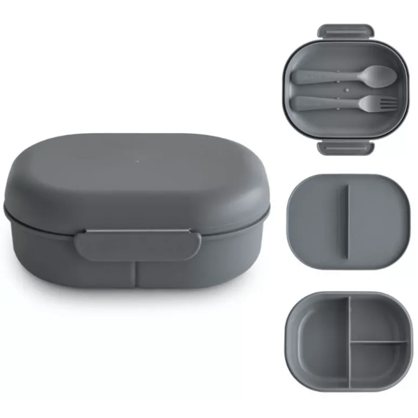 Mushie Lunch Box Solid Smoke