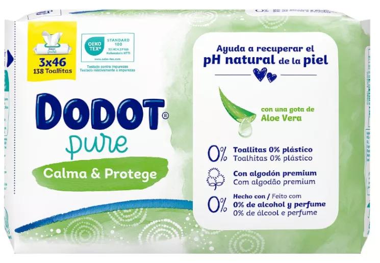 Dodot Pure Calm &amp; Protect Baby Wipes 3x46 pcs