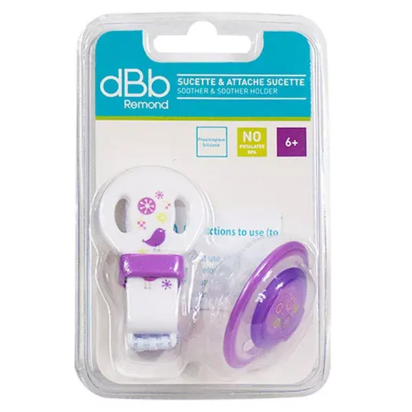 dBb Remond 2nd Age Silicone Physiological Soother + Soother Clip Purple