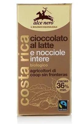 Alce Nero Tavoletta Cioccolato al Latte con Nocciole Intere Bio 100 g