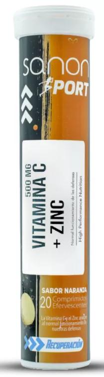 Sanon Sport Vitamina C + Zinc Sabor Naranja 20 Comprimidos Efervescentes