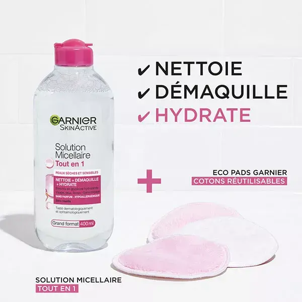 Garnier SkinActive Solution Micellaire Tout en 1 Peau Sèche et Sensible 400ml